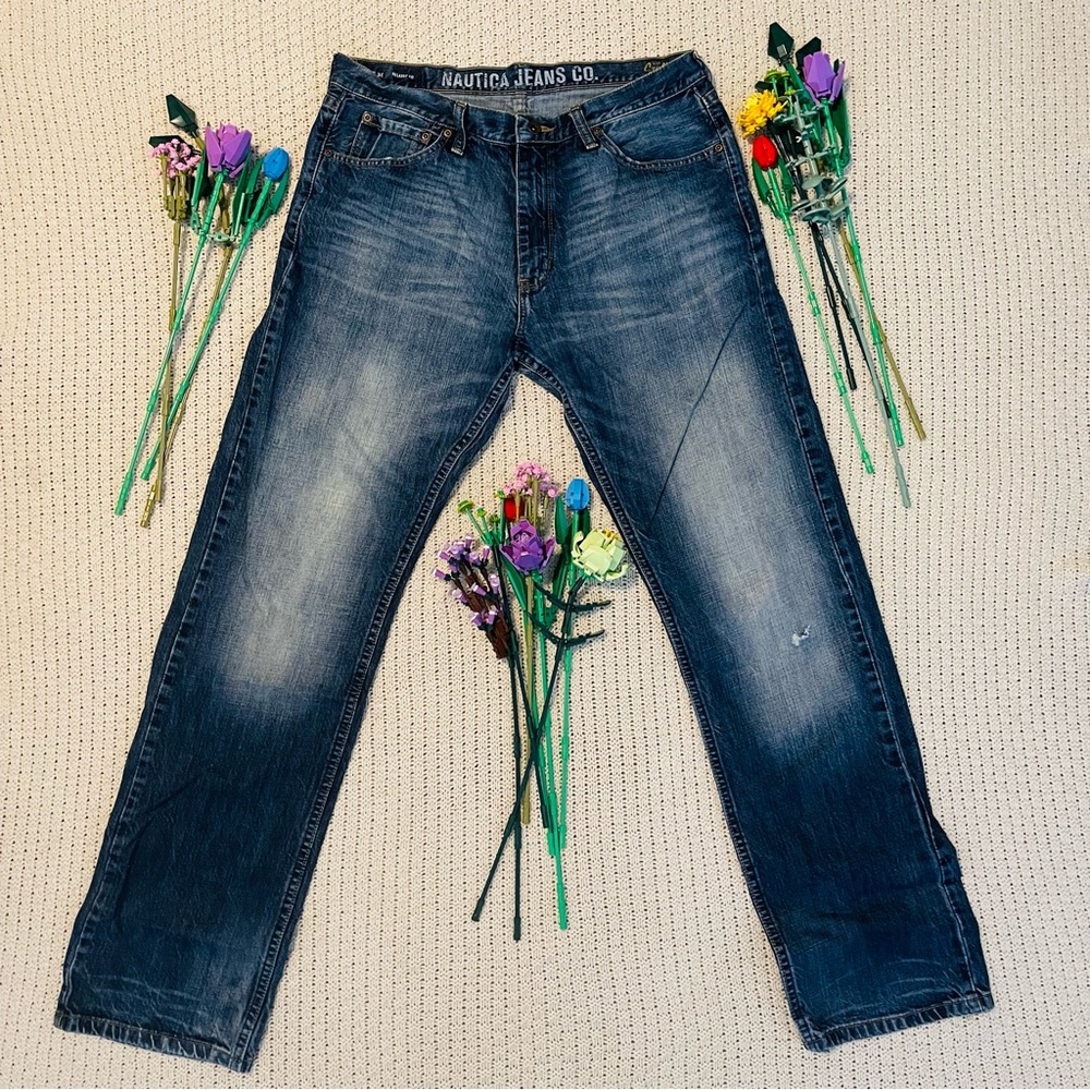 Nautica Distressed Blue Denim Jeans Men’s 33 x 34